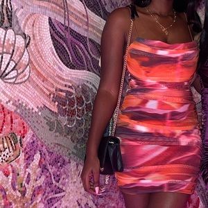 Oh Polly ruched mesh dress